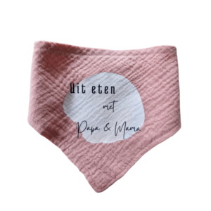 Bandana / Slab – 'Uit eten met papa en mama' - Roze