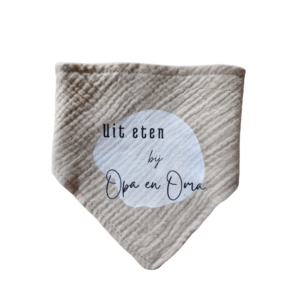 Bandana / Slab – 'Uit eten bij Opa en Oma' - Beige