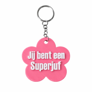 Sleutelhanger “Jij bent een Superjuf” ( Roze)