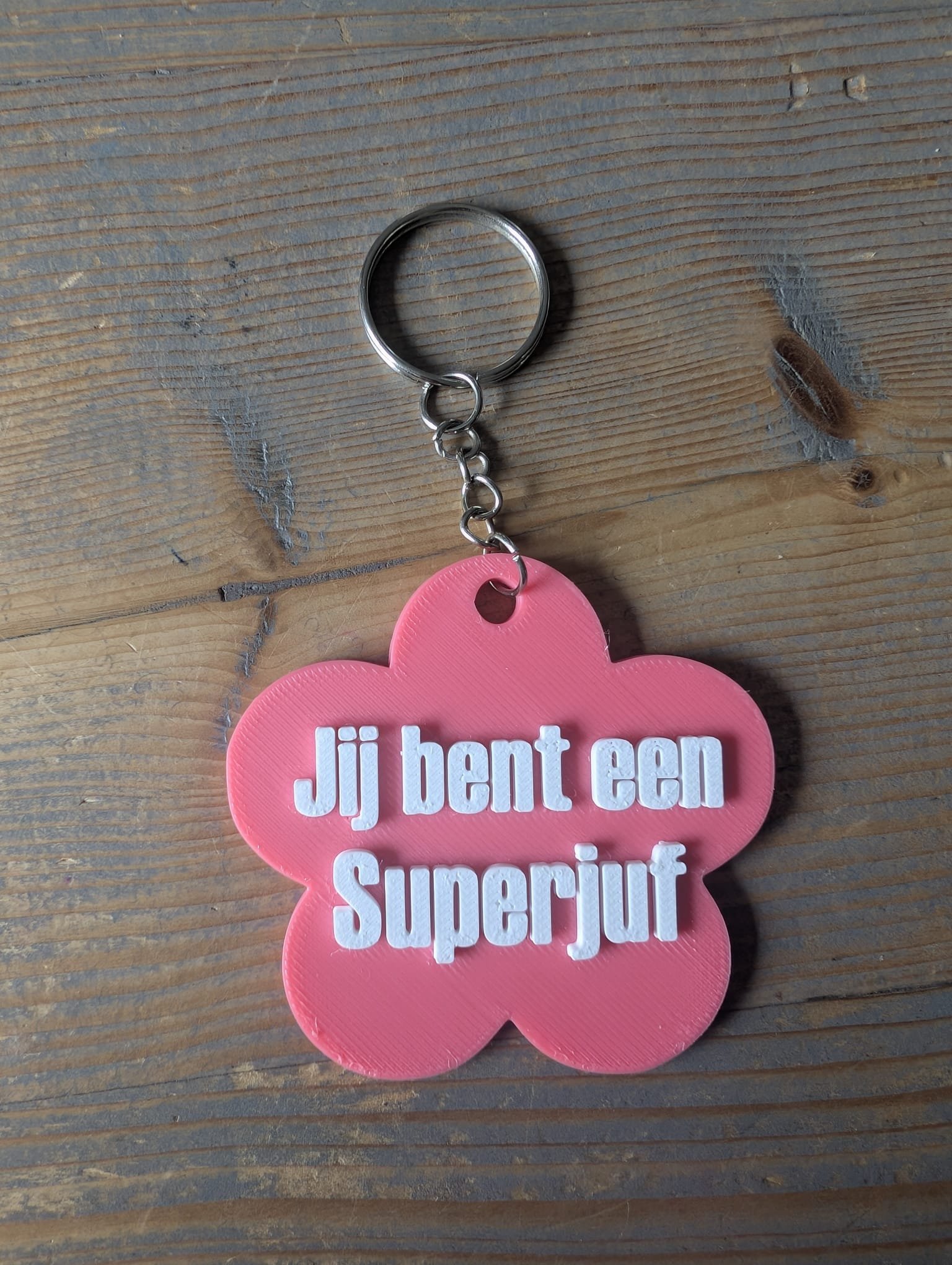 Sleutelhanger “Jij bent een Superjuf” ( Roze) - Afbeelding 3