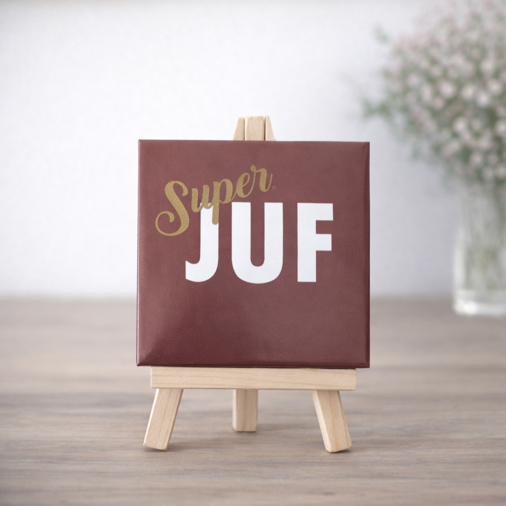 Tegeltje Super Juf 10 cm Donkerroze