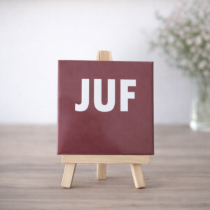Tegeltje Juf 10 cm Donkerroze