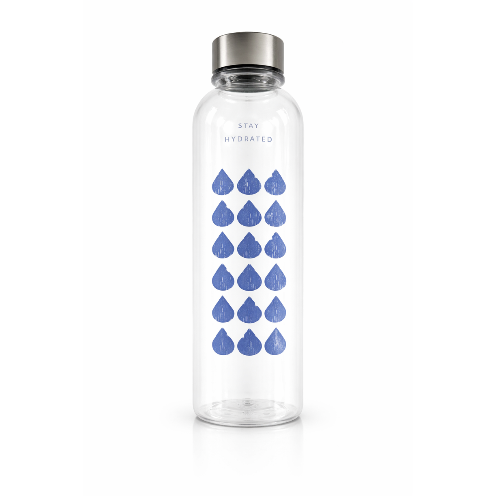Waterfles met naam Blauwe druppels