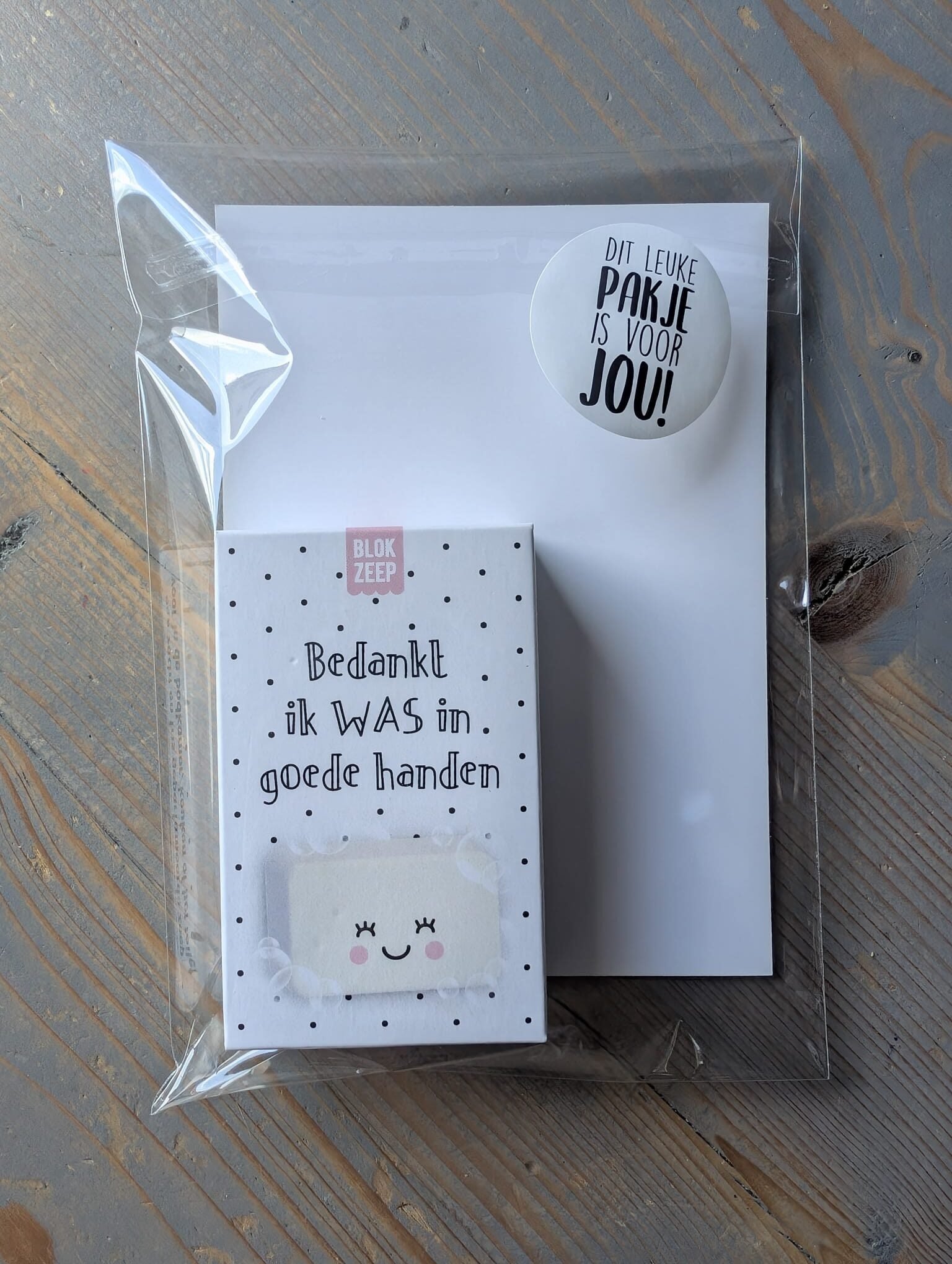 Kaart + Zeepje : Bedankt, ik WAS in goede handen ( zwart/wit) - Afbeelding 6
