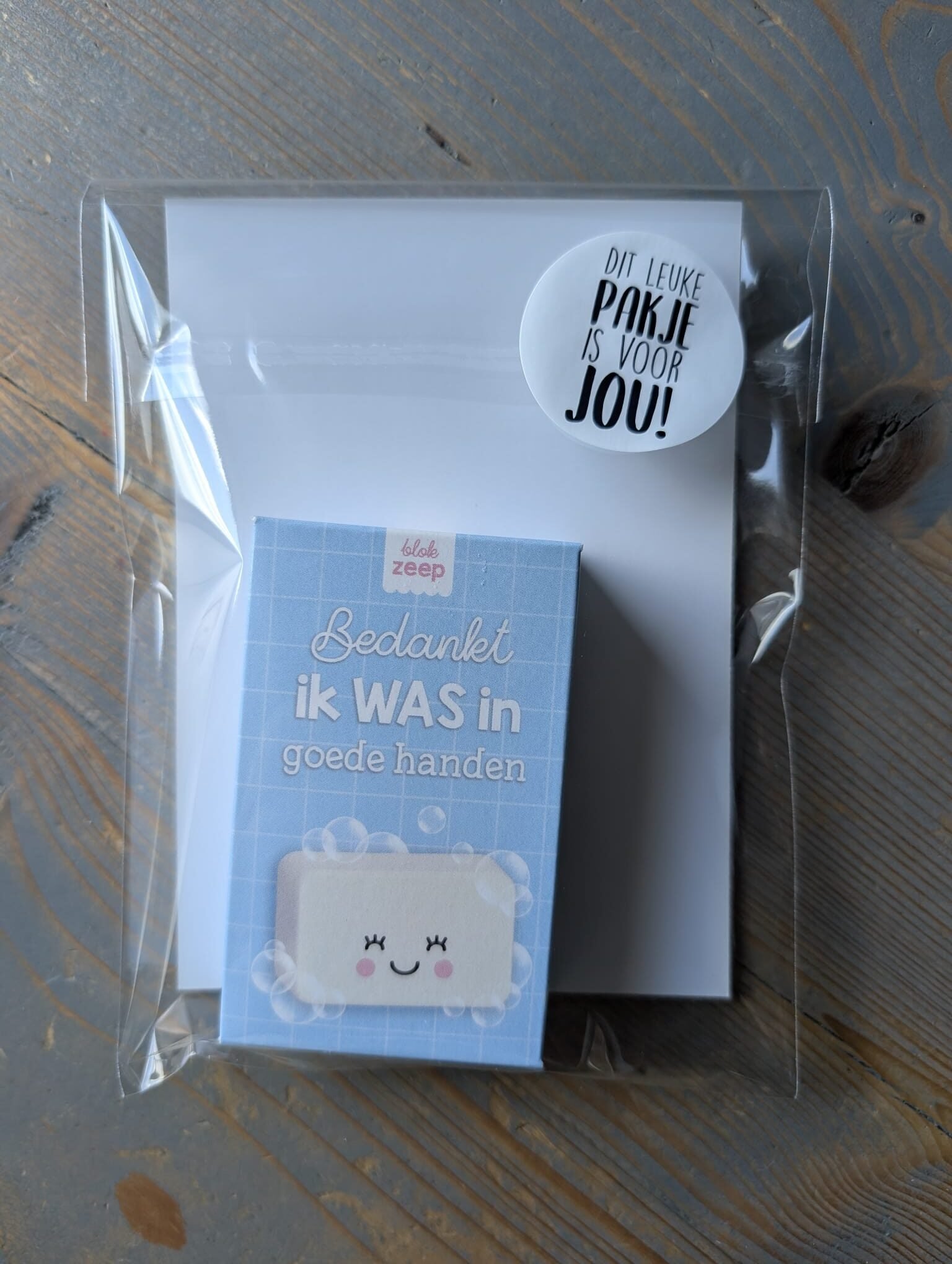 Kaart + Zeepje : Bedankt, ik WAS in goede handen (blauw) - Afbeelding 7