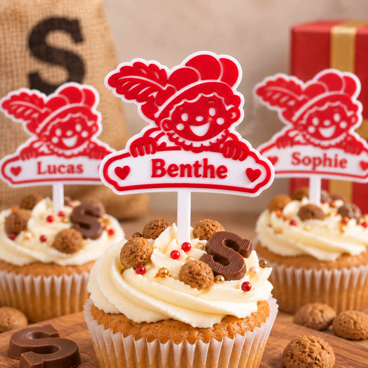 Sinterklaas Cupcaketopper met Naam - Afbeelding 2