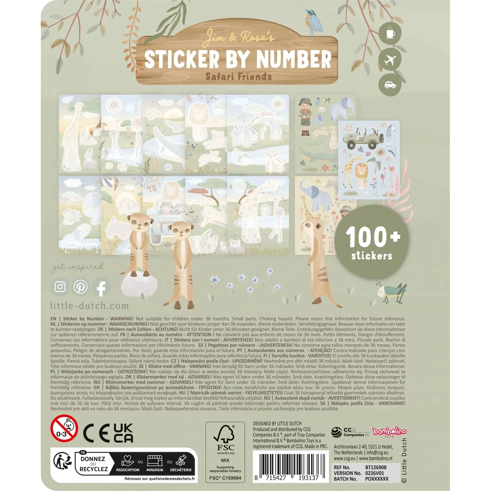 Little Dutch Stickerboek op nummer - Rosa - Afbeelding 2