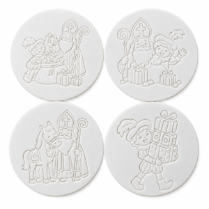 Sinterklaas Onderzetters – Set van 4 om Zelf in te Kleuren