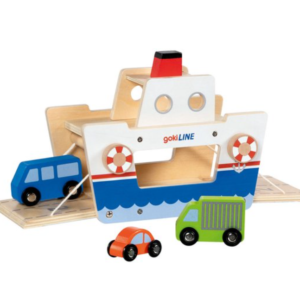 Goki Houten Veerboot met 3 Voertuigen